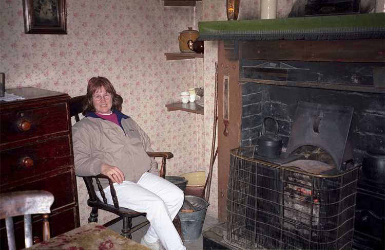 We relaxed by a fireplace in the Forester's Cottage