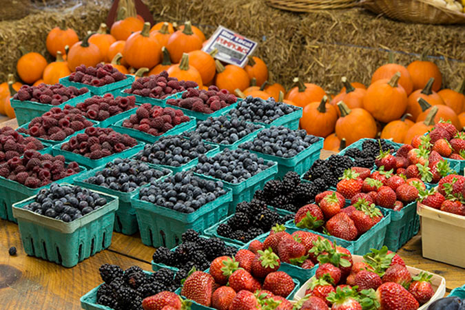 Berries at the Dutton Farm Shed on Route 30 in Newfane, Vermont.